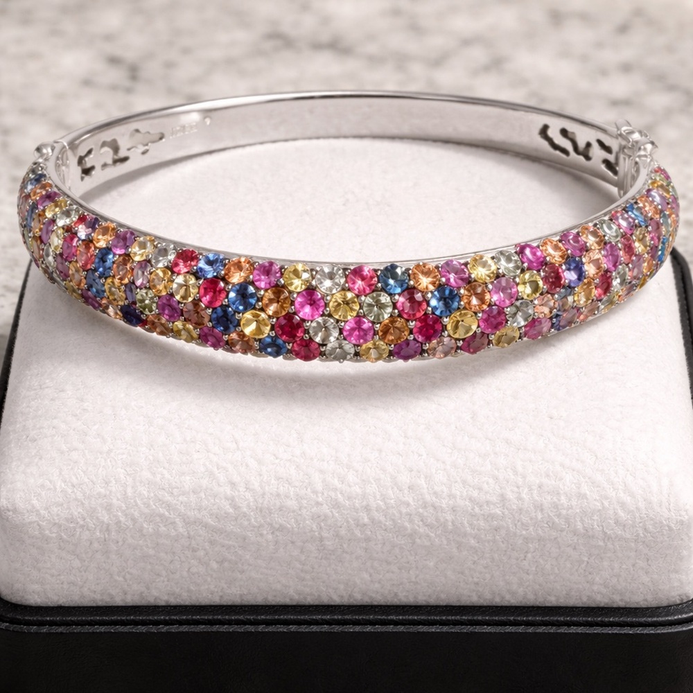 Multicolor Crystal Pavé Bangle Bracelet - Women Jewelry